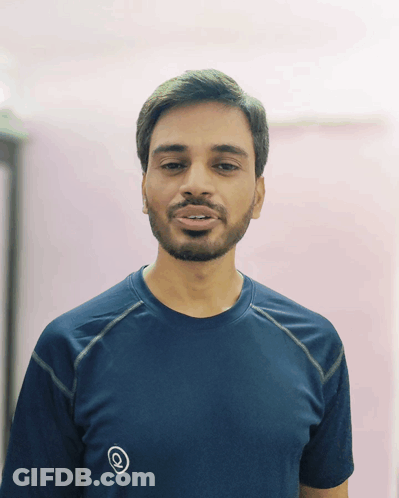 Man With Beard In Blue Shirt And Q GIF