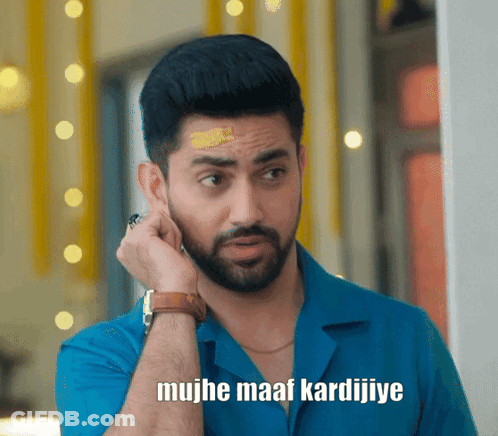 Man With Beard In Blue Shirt Mujhe Maaf Kardijiye GIF