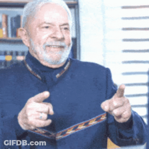 Man With Beard In Blue Shirt Pointing GIF