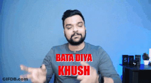Man With Beard In Blue Shirt Saying Bata Diya Khush GIF