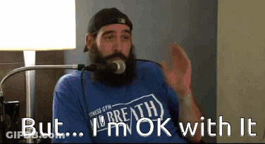 Man With Beard In Blue Shirt Saying Breath GIF