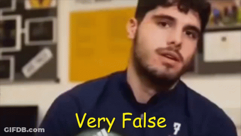 Man With Beard In Blue Shirt Says Very False GIF