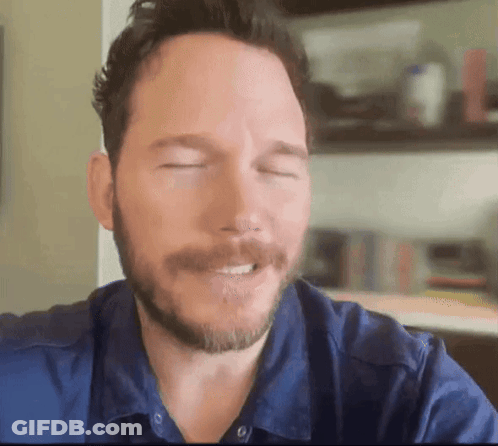 Man With Beard In Blue Shirt GIF