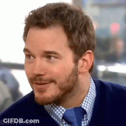 Man With Beard In Blue Sweater And Tie GIF