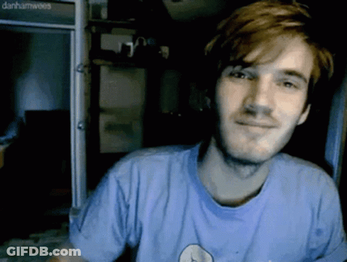 Man With Beard In Blue T-Shirt Smiling GIF