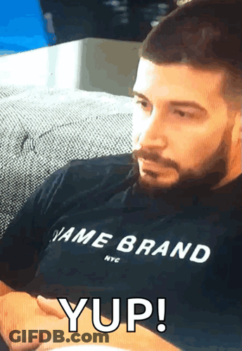 Man With Beard In Brand Shirt GIF