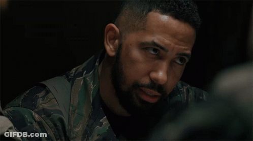 Man With Beard In Camouflage Shirt GIF