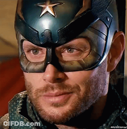 Man With Beard In Captain America Mask GIF
