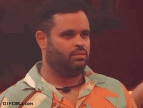 Man With Beard In Colorful Shirt And Microphone Around Neck GIF