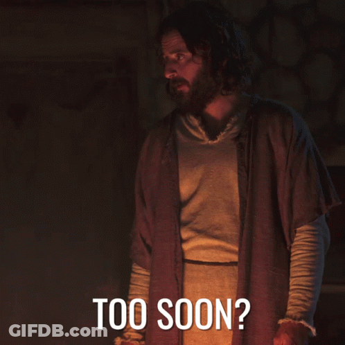 Man With Beard In Dark Room With Too Soon GIF
