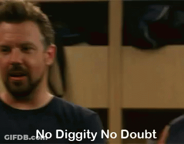 Man With Beard In Front Of Locker With No Diggity No Doubt Text GIF