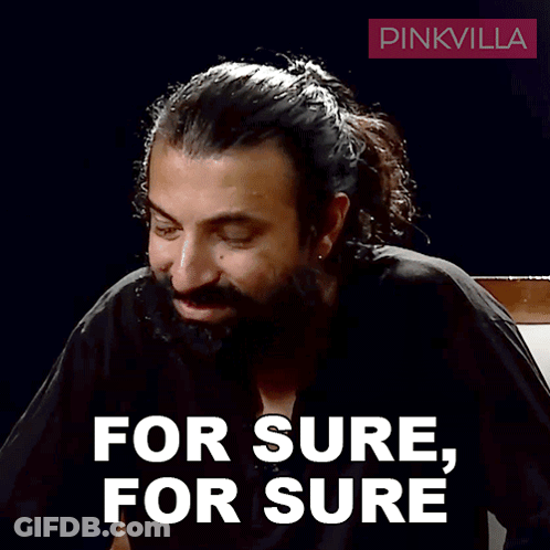 Man With Beard In Front Of Pinkvilla Logo GIF