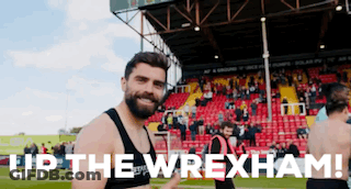 Man With Beard In Front Of Wrexham Stadium GIF