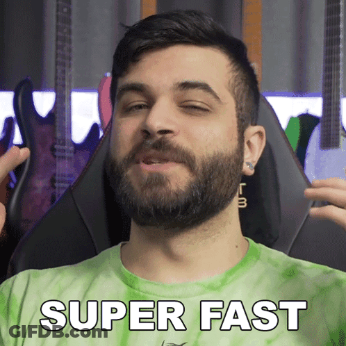 Man With Beard In Green Super Fast Shirt GIF