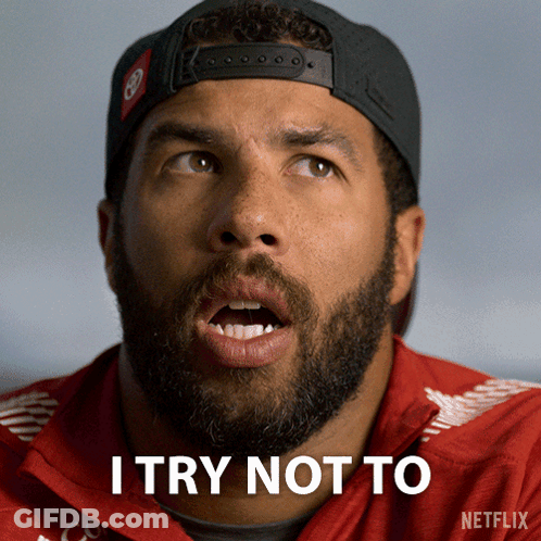 Man With Beard In Hat And Red Jacket Says I Try Not To Netflix GIF