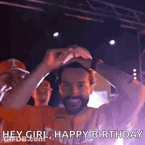 Man With Beard In Hat Says Hey Girl Happy Birthday GIF