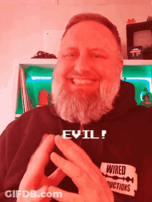 Man With Beard In Hoodie Saying Evil GIF
