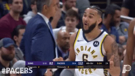 Man With Beard In Indiana Pacers Jersey GIF