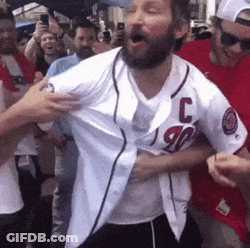 Man With Beard In Jersey With Letter C GIF
