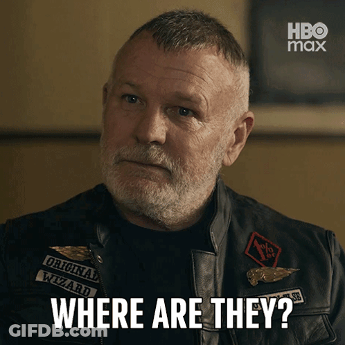 Man With Beard In Leather Jacket Says Where Are They GIF
