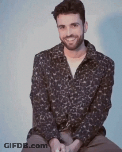 Man With Beard In Leopard Shirt Smiling GIF