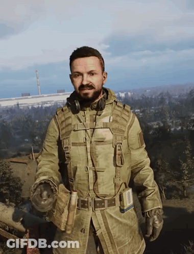 Man With Beard In Military Uniform And Belt 10 GIF