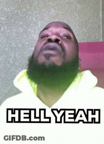 Man With Beard In Neon Yellow Hell Yeah Hoodie GIF