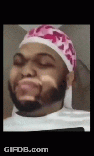 Man With Beard In Pink Hat Making Face GIF