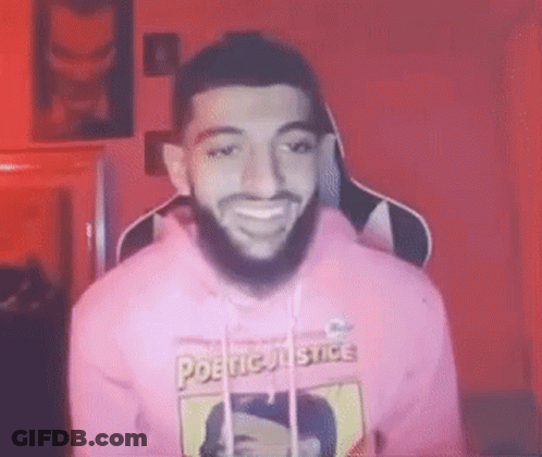 Man With Beard In Pink Hoodie GIF