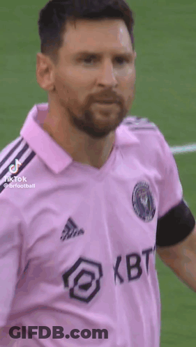 Man With Beard In Pink Soccer Jersey GIF