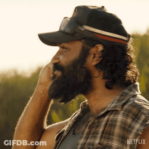 Man With Beard In Plaid Shirt And Netflix Hat GIF