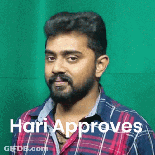 Man With Beard In Plaid Shirt Saying Hari Approves GIF