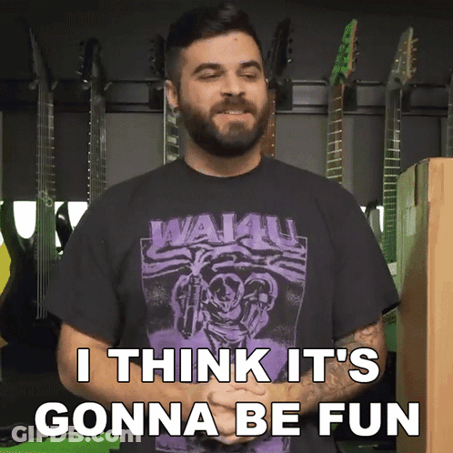 Man With Beard In Purple Shirt Saying Wai4u GIF