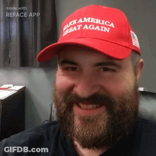 Man With Beard In Red Hat Make America Great Again GIF