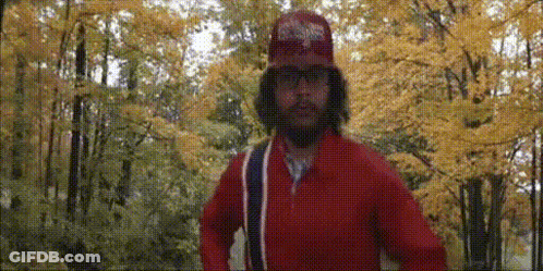 Man With Beard In Red Jacket And Hat GIF