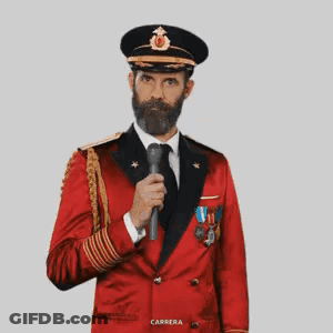 Man With Beard In Red Military Uniform And Black Hat GIF