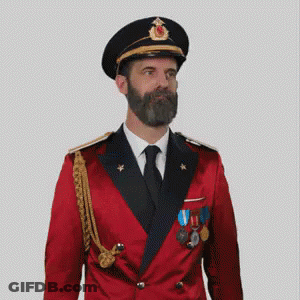 Man With Beard In Red Military Uniform GIF