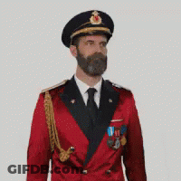 Man With Beard In Red Suit And Black Hat GIF