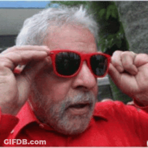 Man With Beard In Red Sunglasses And Red Shirt GIF