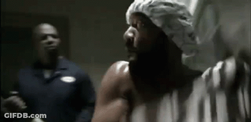 Man With Beard In Shower Cap Another Man Looks On GIF