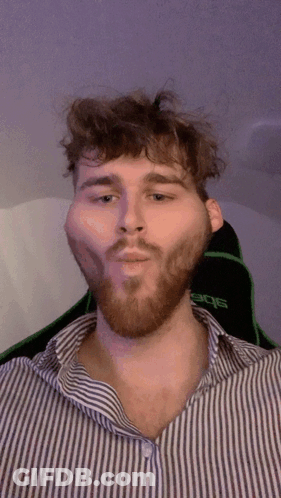 Man With Beard In Striped Edge Shirt GIF
