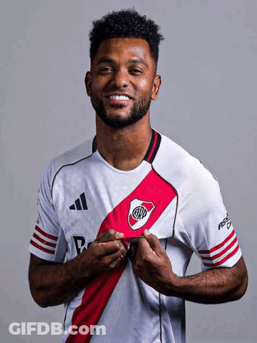 Man With Beard In White And Red Adidas Jersey GIF