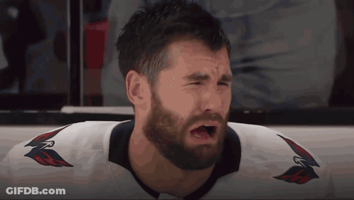 Man With Beard In White Jersey With Red And Black Eagle GIF