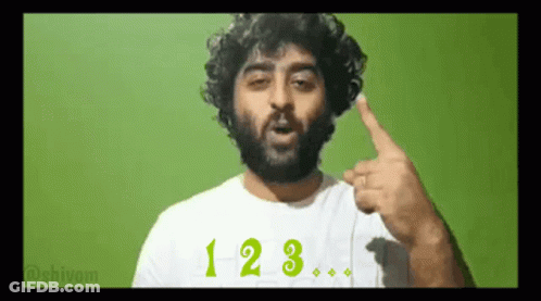 Man With Beard In White Shirt Saying 123 GIF