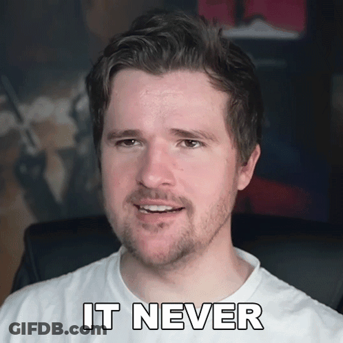 Man With Beard In White Shirt Says It Never GIF