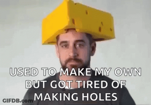 Man With Beard In Yellow Cheese Hat GIF