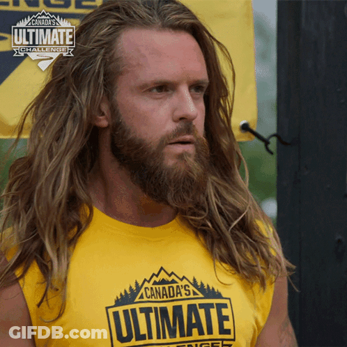 Man With Beard In Yellow Shirt Saying Canada's Ultimate Challenge GIF