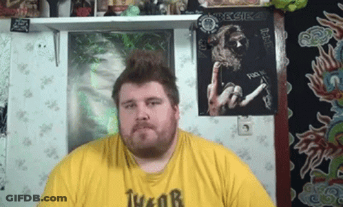 Man With Beard In Yellow Thor Shirt GIF
