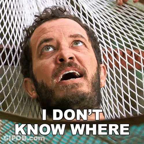 Man With Beard Laying In Hammock Says I Don't Know Where GIF