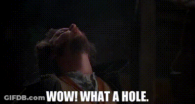 Man With Beard Looking Up Saying Wow What A Hole GIF